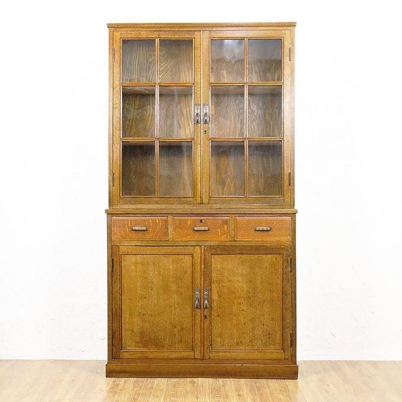 キャビネット 洋風食器棚 日本製 木製 昭和レトロ 大容量