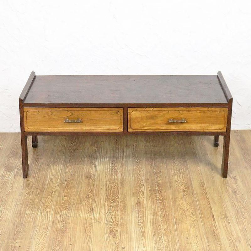 座机 昭和初期の桐とケヤキの和風引出し付きアンティーク