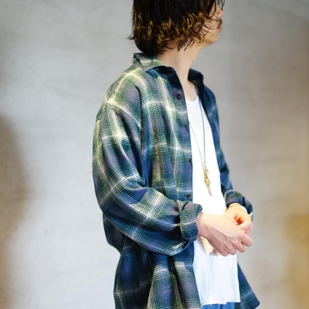 AURALEE (オーラリー) Airy Wool Check Shirt/Forest Green×Navy