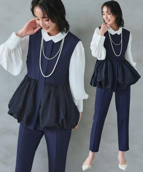 バルーンペプラムジレ＆スリムパンツスーツ「SU1357」