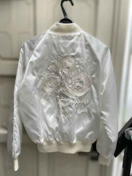 スカジャン | 白龍 | ホワイト刺繍 - ミリタリーショップ FUJI