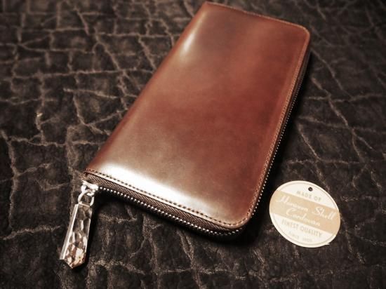 7SENSE】シェルコードバン×シルバー925(18KPG)・ラウンドジップ長財布
