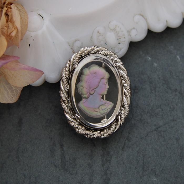 ヴィンテージガラス ヴィトレイルライト レディ カメオ オーバル