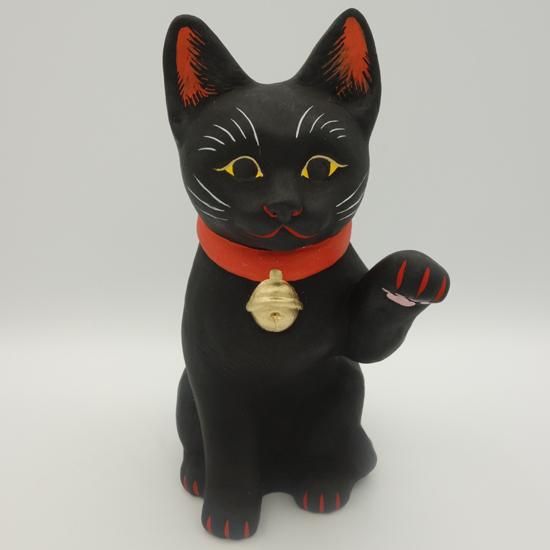 黒きつね猫【長浜人形】（大きさ約20センチ）土人形 置物 風水グッズ