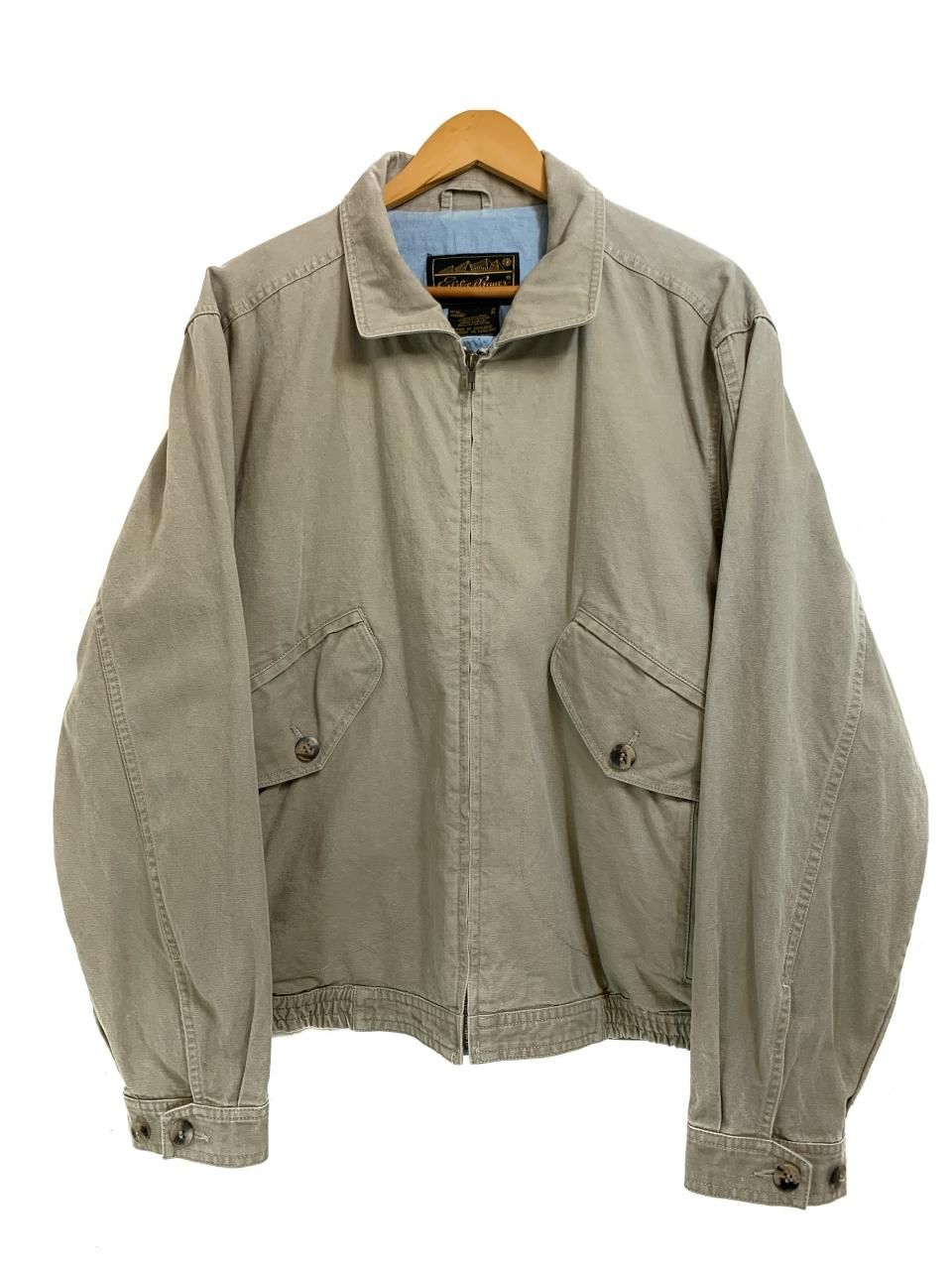 80s Eddie Bauer Cotton Drizzler Jacket カーキ M 黒タグ エディー