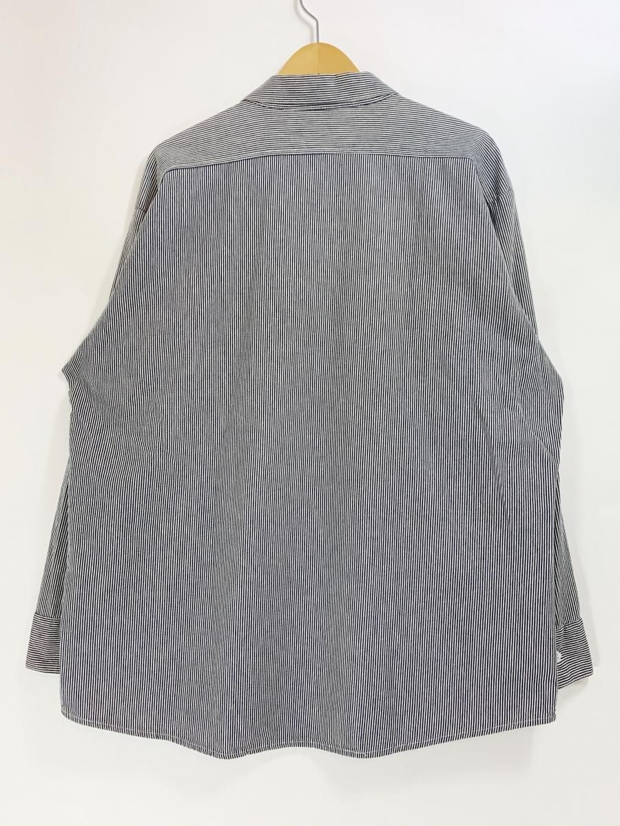 USA製 90s BEN DAVIS Half-Zip L/S Work Shirt 紺白 L ベンデイビス