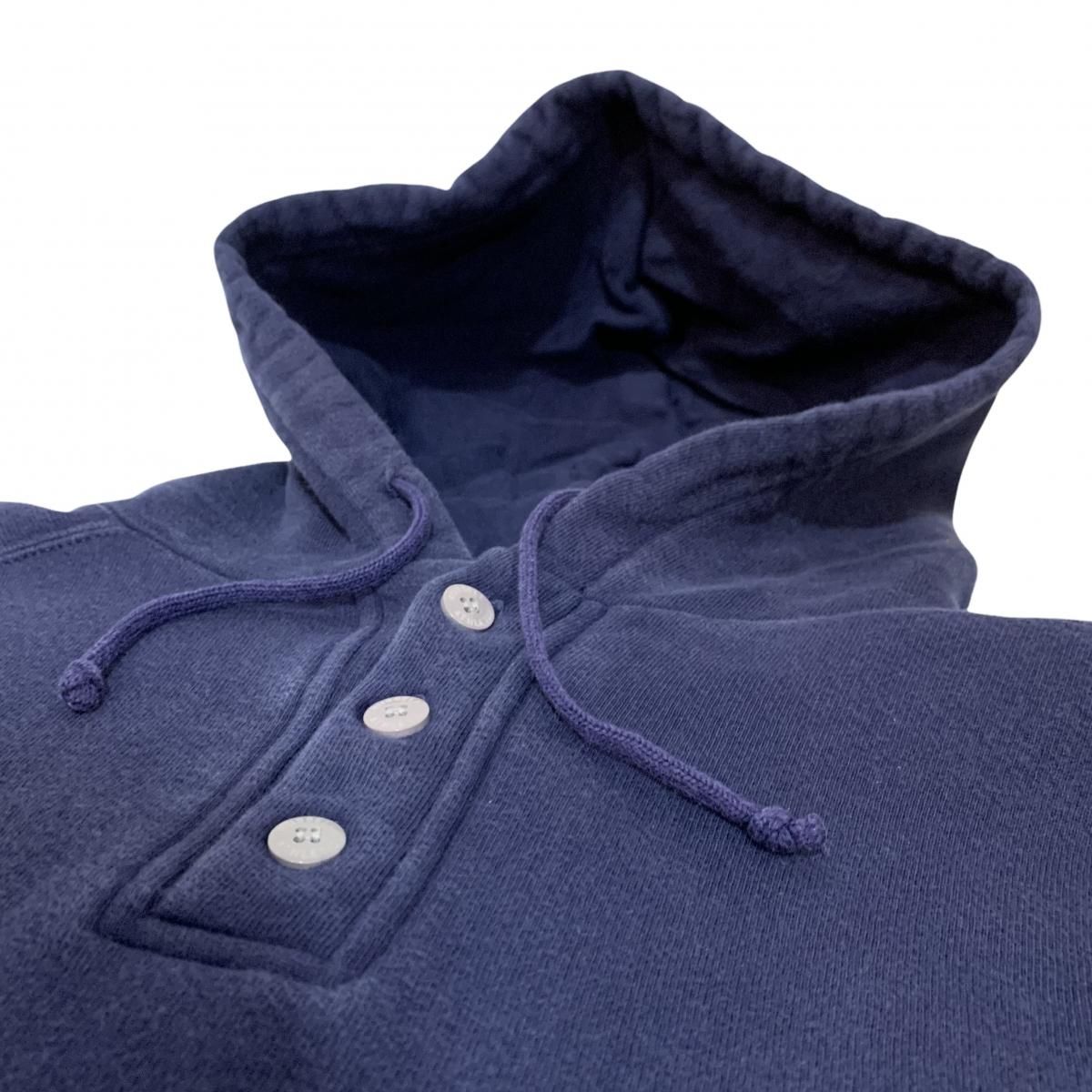 USA製 90s L.L.Bean by RUSSELL ATHLETIC Half-Button Sweat Hoodie 紺