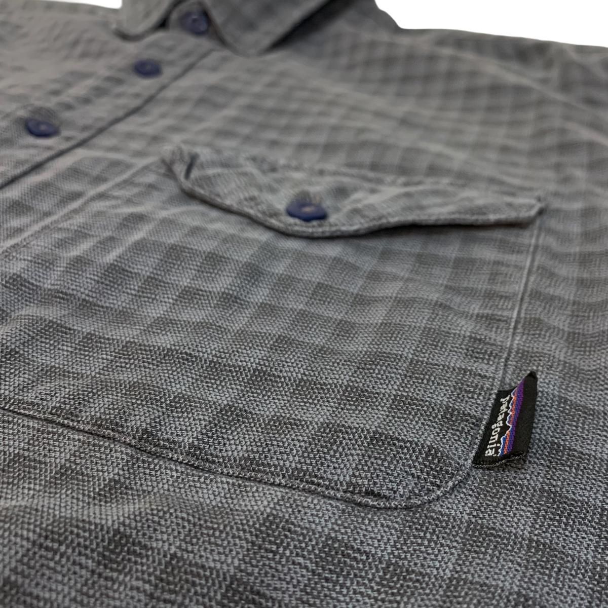 02年製 patagonia Check Cotton L/S Work Shirt 灰 L 00s パタゴニア