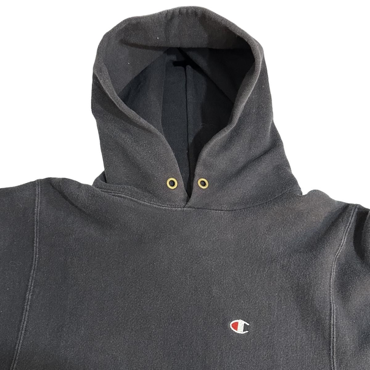 USA製 90s Champion R/W Sweat Hoodie 黒 M 刺繍タグ チャンピオン