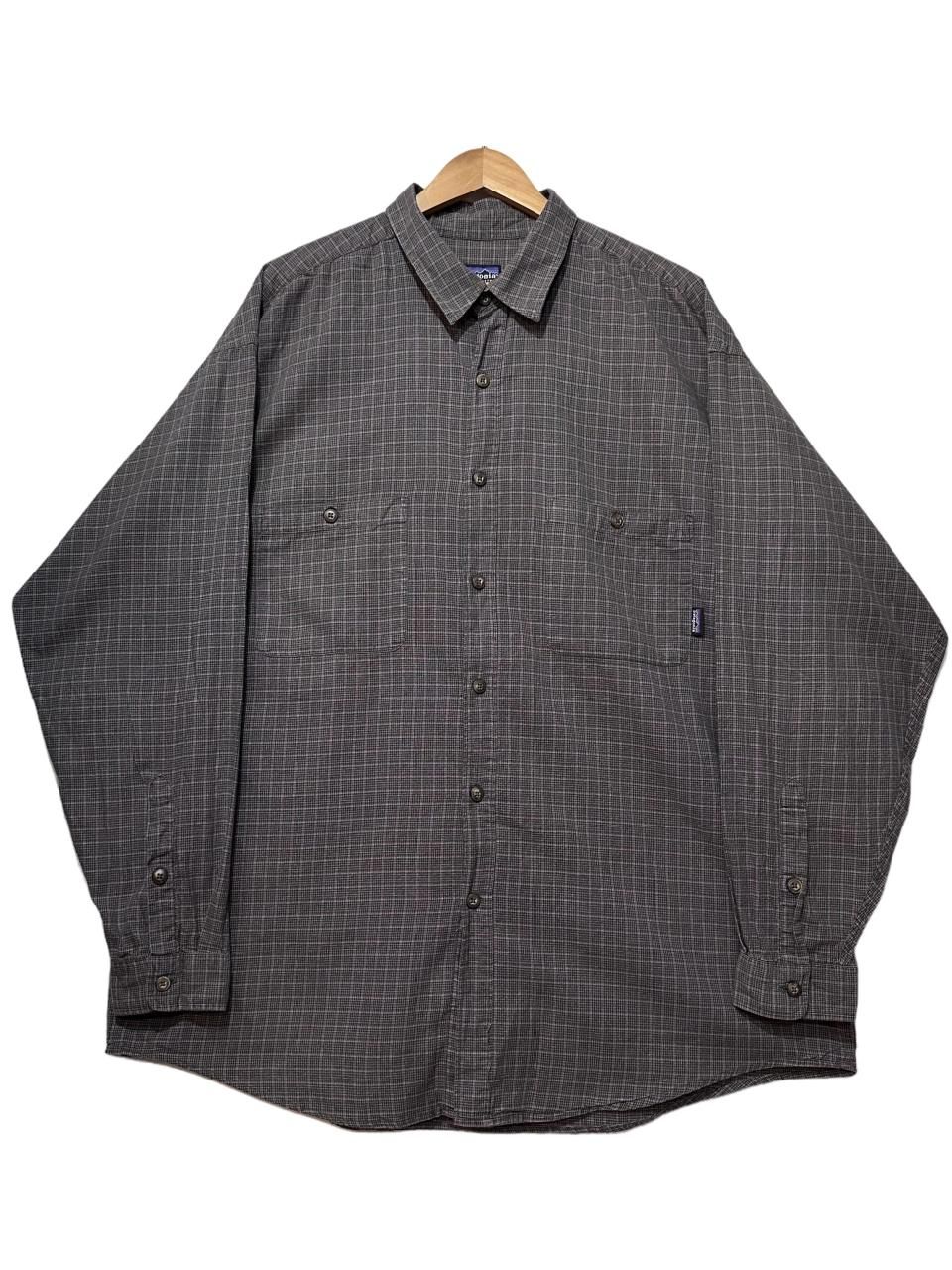 01年製 patagonia L/S Pima Cotton Shirt オリーブ赤青 XL 00s