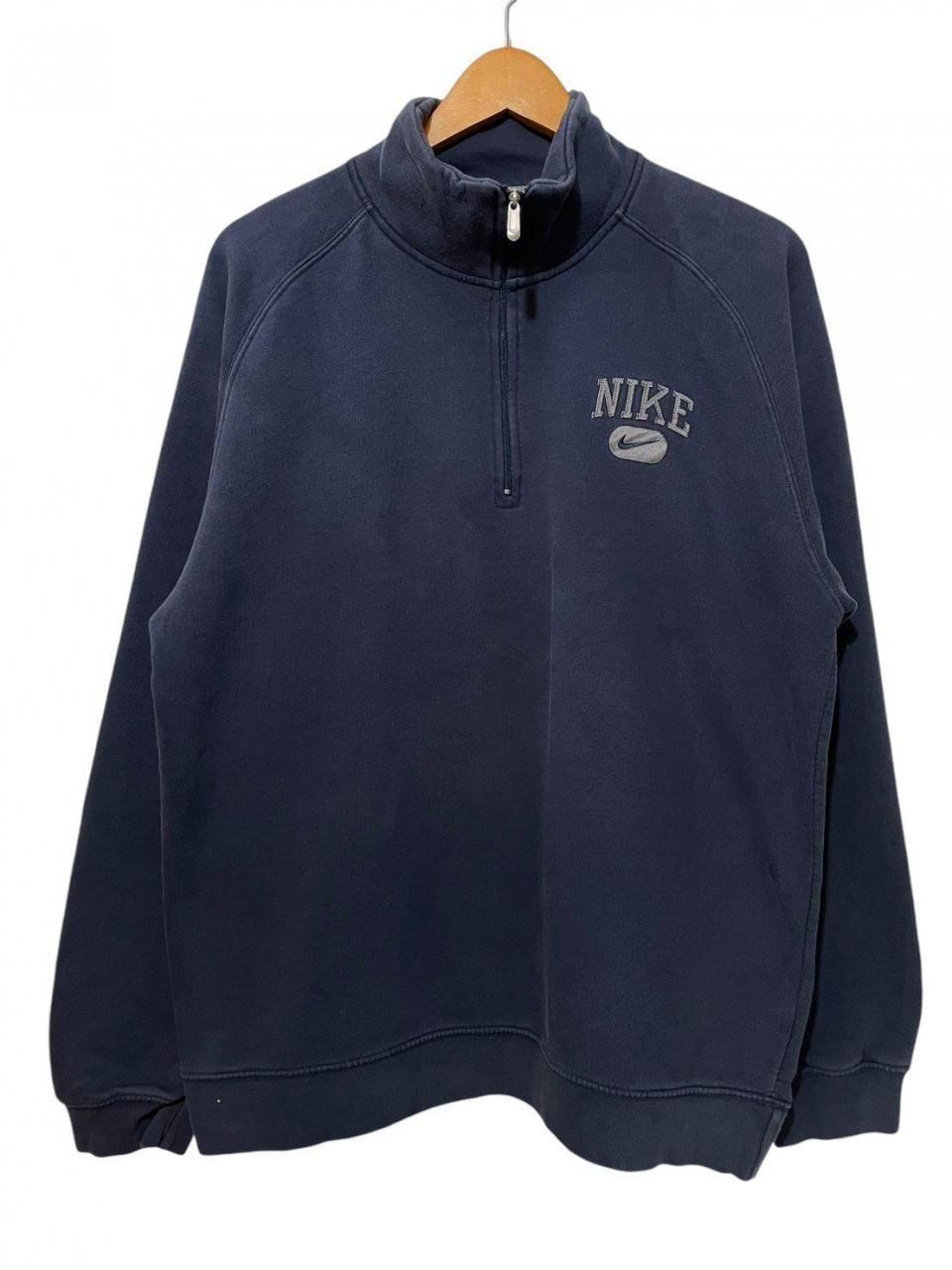 00s NIKE Half-Zip Logo Sweatshirt 紺 L ナイキ スウェット ハーフ