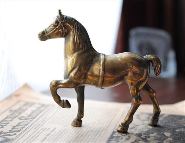 ヴィンテージ フランス ブロカント 真鍮の馬 オブジェ