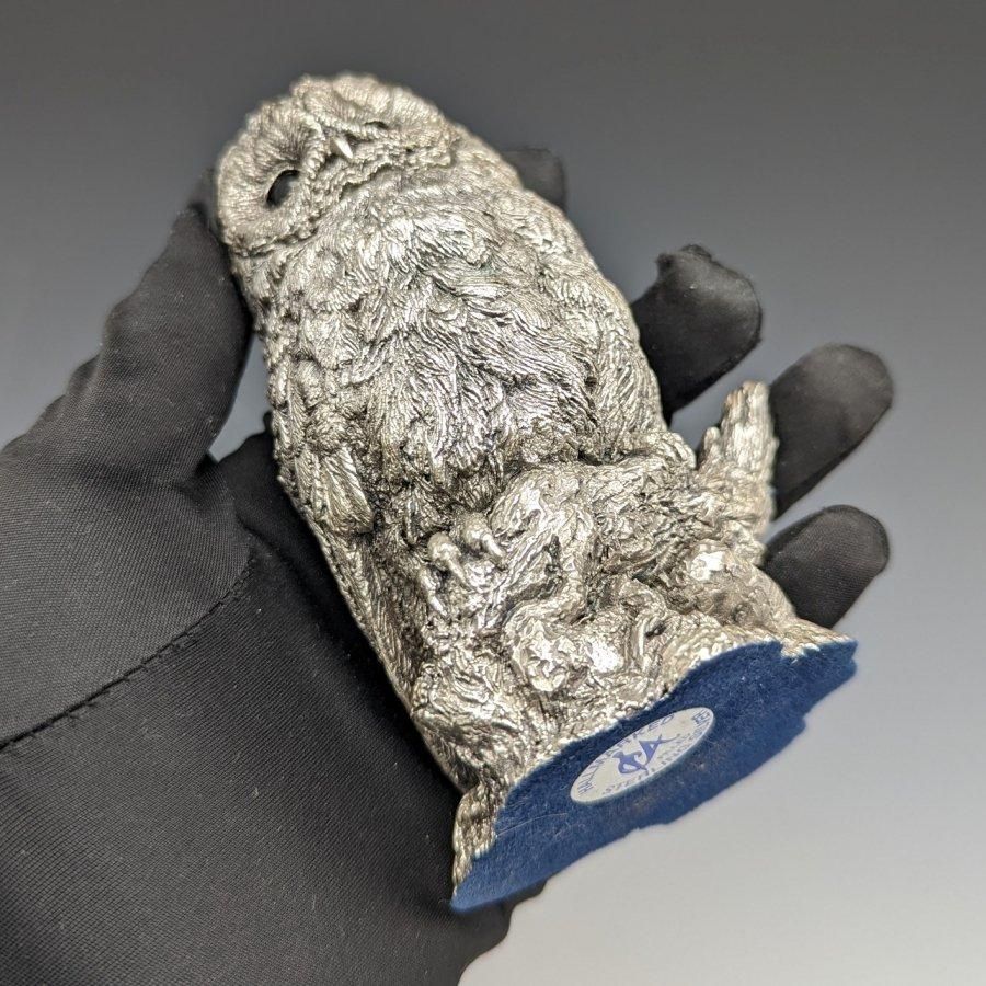 純銀張り彫刻 フクロウ オブジェ 385g 英国 カントリーアーティスト社