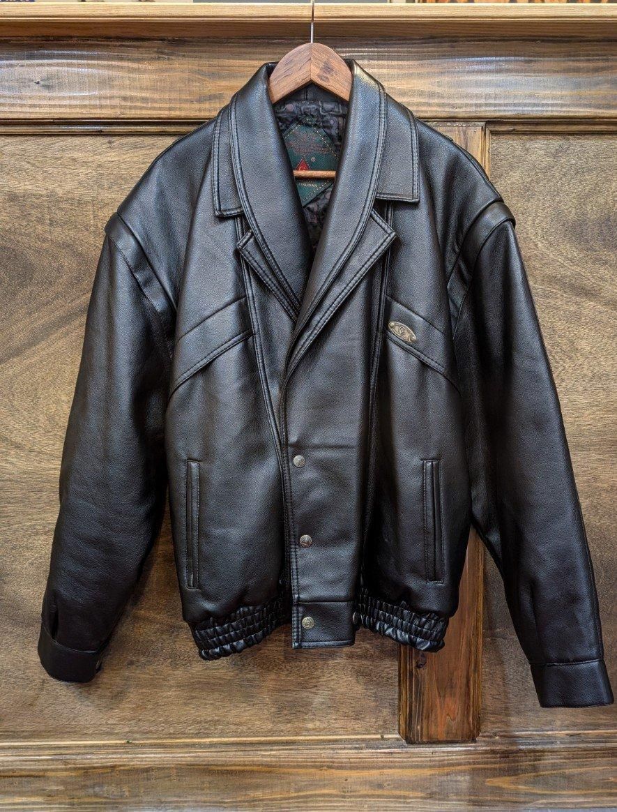イタリアンレザージャケット ブラック L XL デッドストック