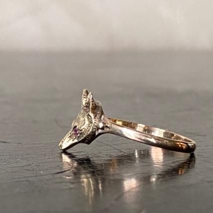 1900～10's 9KYG Ruby Fox Ring（1900～10年代 9KYG ルビー キツネ