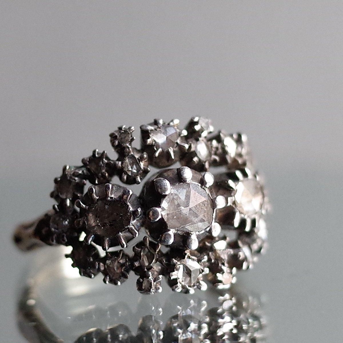 ヴィクトリアン 10金 シルバー ダイヤモンド リング（Victorian 10KYG