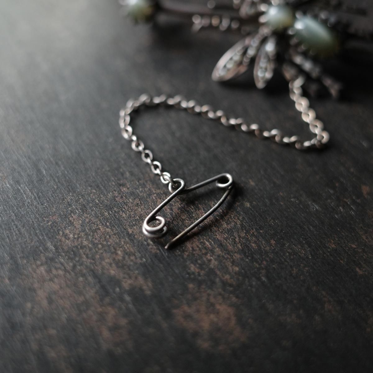 ヴィクトリアン シルバー キャッツアイ 蠅 ブローチ（Victorian Silver