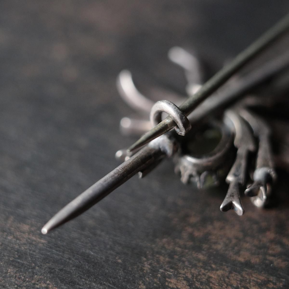 ヴィクトリアン シルバー キャッツアイ 蠅 ブローチ（Victorian Silver