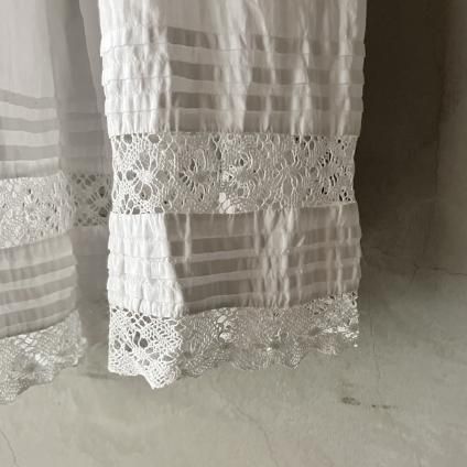 France Antique Cotton Hem Lace Long Skirt（アンティーク コットン