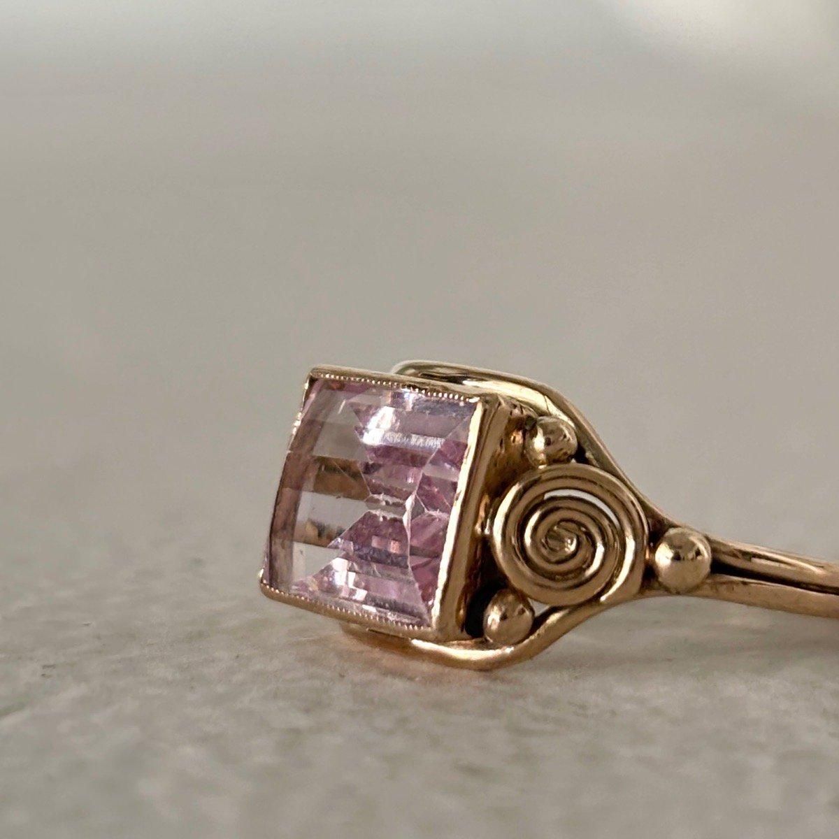 ヴィンテージ 9金 ピンクストーン リング（9K Pink Stone Ring）- JeJe