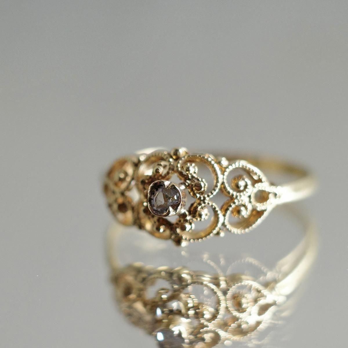 18金 ダイヤモンド フィリグリー リング（Victorian - Art Deco 18KYG