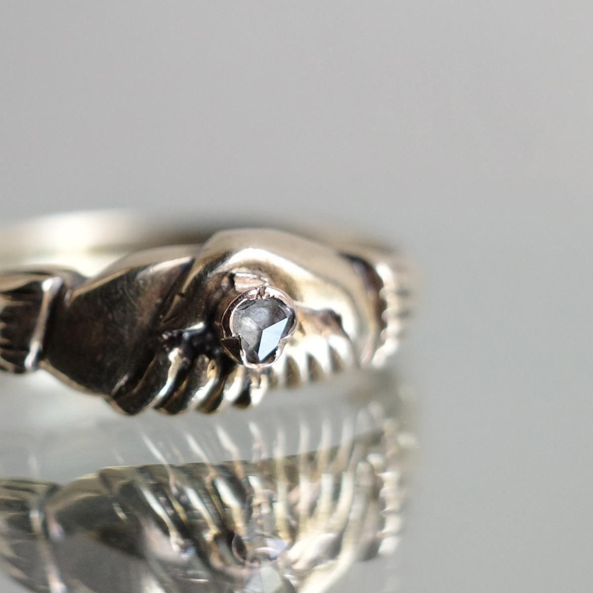 9金 ダイヤモンド シェイクハンド リング（Victorian-Art Deco 9K