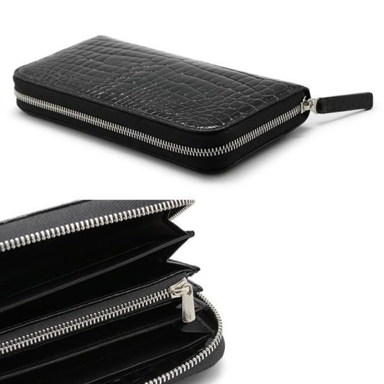 ナイルクロコダイルシャイニングラウンドファスナー長財布ダズール