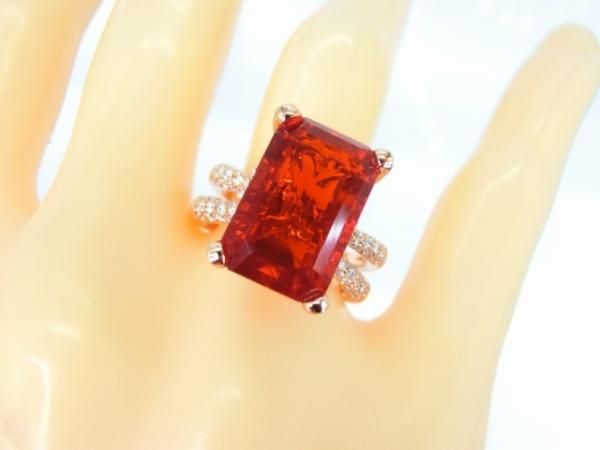 エメラルドカットファイアーオパール ダイヤモンドリング OP 5.48ct D