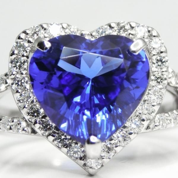 ハートシェイプタンザナイト ダイヤモンドリング TA 2.301ct D 0.31ct