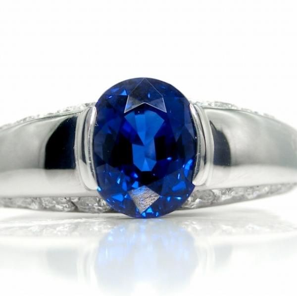 非加熱ブルーサファイア ダイヤモンドリング SA 1.53ct D 0.36ct Pt900