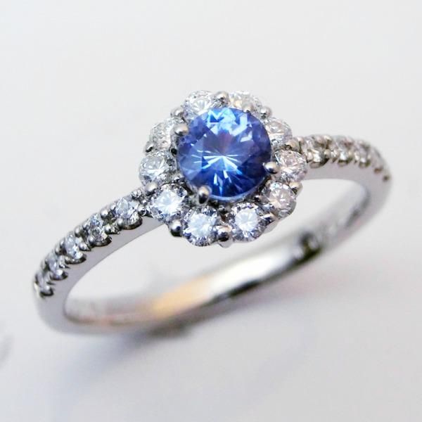 ベニトアイト ダイヤモンドリング BI 0.315ct D 0.29ct Pt950 日独宝石