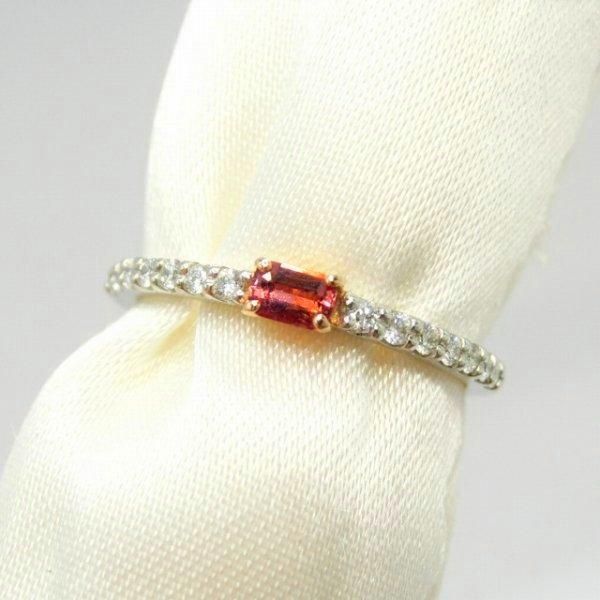 パパラチアサファイア ダイヤモンドピンキーリング PDS 0.096ct D 0.10