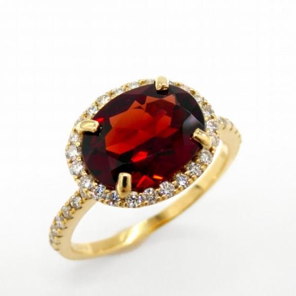 ガーネット ダイヤモンドリング GA 2.69ct D 0.26ct K18YG 日独宝石