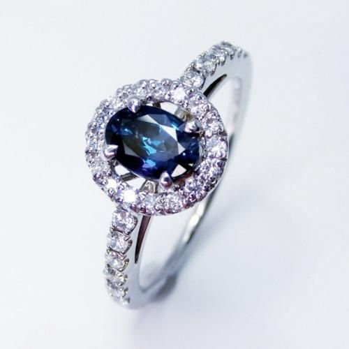 Pt900 アレキサンドライト ダイヤモンドリング Ax 0.52ct D 0.28ct