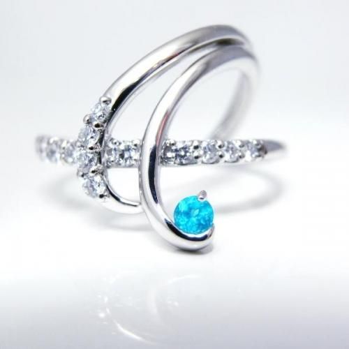 Pt900 ブラジル産パライバトルマリン ダイヤモンドリング PA 0.07ct D