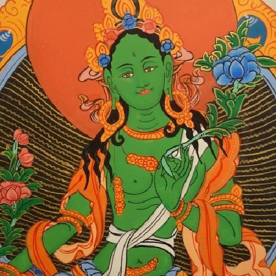 仏画 タンカ 緑多羅菩薩（グリーンターラ） 仏像｜大阪の仏画販売｜多羅堂