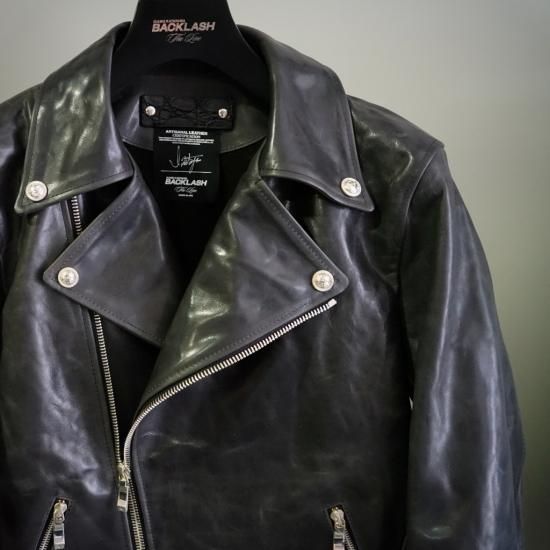 BACKLASH The Line GUIDIカーフ ポリッシュ加工ダブルライダース(T-211)