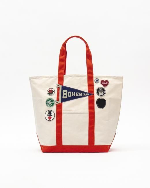 ミックスワッペン&ピンバッジ キャンバスコンビトートバッグ