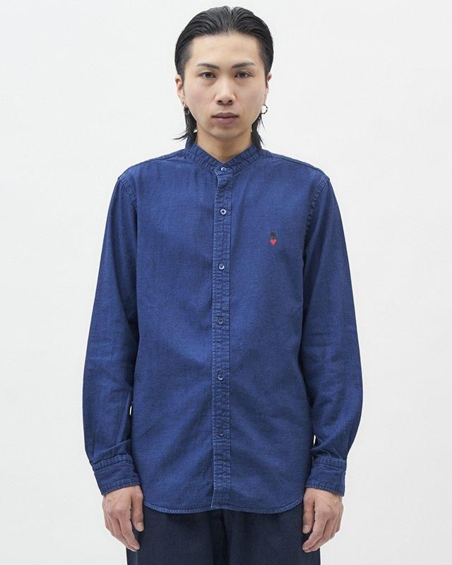 デニム スタンドカラーシャツ（長袖）