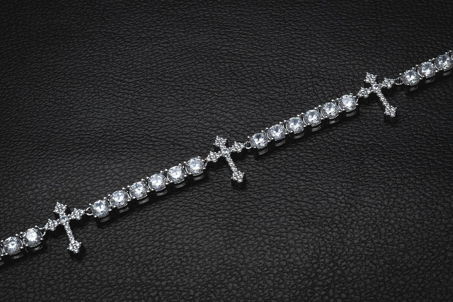 シルバー テニスネックレス 幅4mm 45cm-50cm AHNL-D001-CROSS