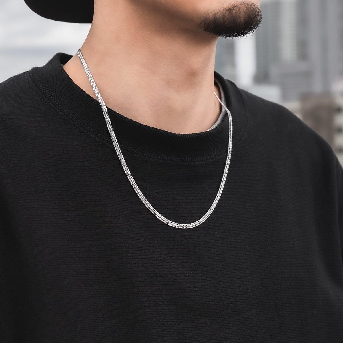 シルバー フォックステールネックレス 幅3mm 40cm-60cm 180KNF5