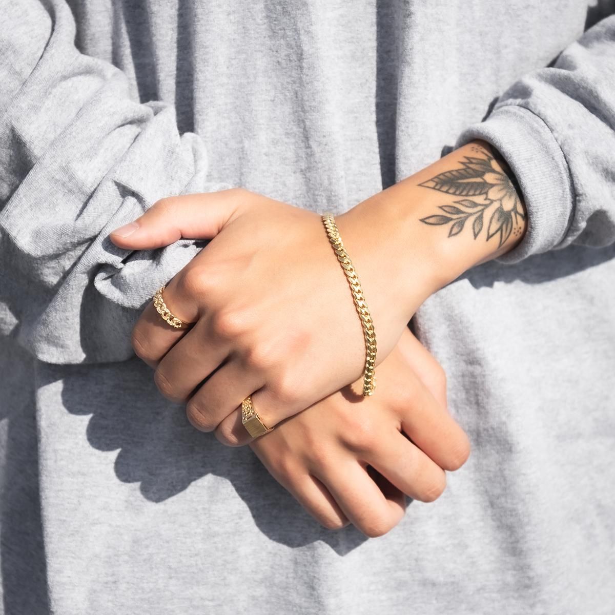 10K イエローゴールド マイアミブレスレット 幅5.5mm 18cm-20cm