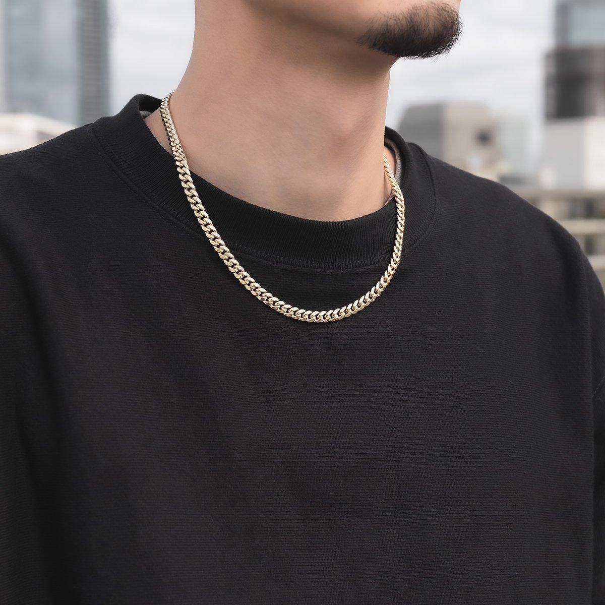 10K イエローゴールド マイアミネックレス 幅5.5mm 45cm-60cm