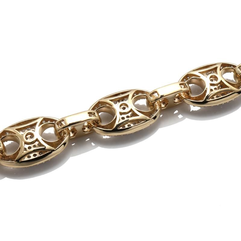 ダイヤモンド 10K イエローゴールド パフグッチブレスレット 幅12mm