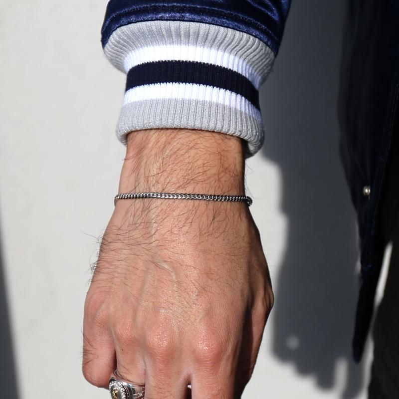 10K ホワイトゴールド マイアミブレスレット 幅3.2mm 18cm KKP5946