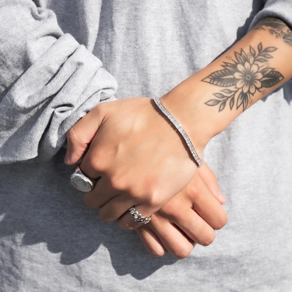 シルバー テニスブレスレット 幅4mm 18cm-20cm AHBL-D040 - AVALANCHE