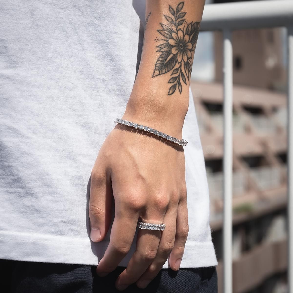 シルバー テニスブレスレット 幅4mm 18cm-20cm AHBL-D042-4MM