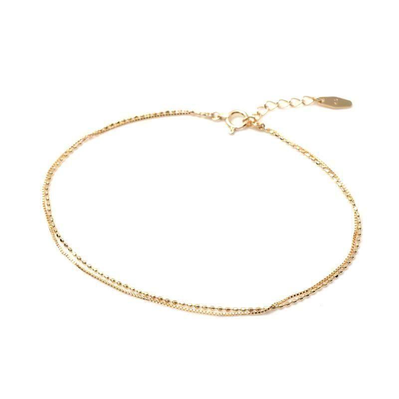 10K イエローゴールド ブレスレット 幅1.3mm 16-18cm CB0.8&ﾍﾞﾈ0.5