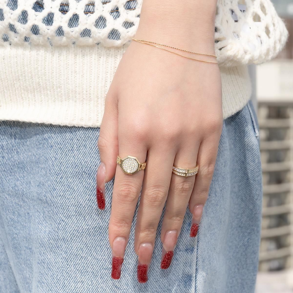 10K イエローゴールド ブレスレット 幅1.3mm 16-18cm CB0.8&ﾍﾞﾈ0.5