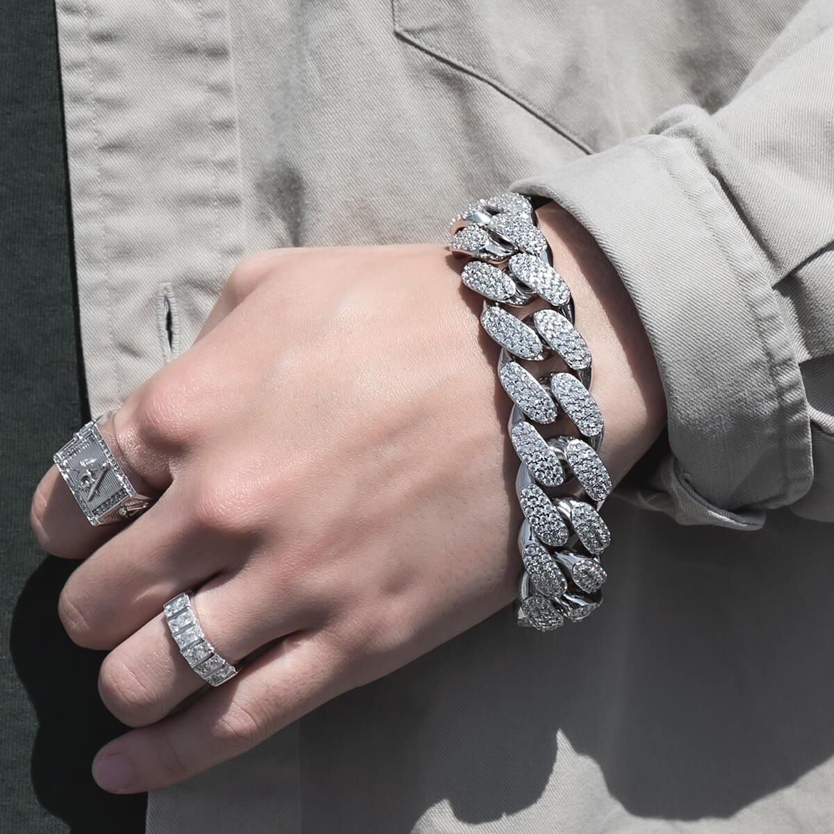 シルバー マイアミブレスレット 幅20mm 21cm-22cm MIA-20MPV